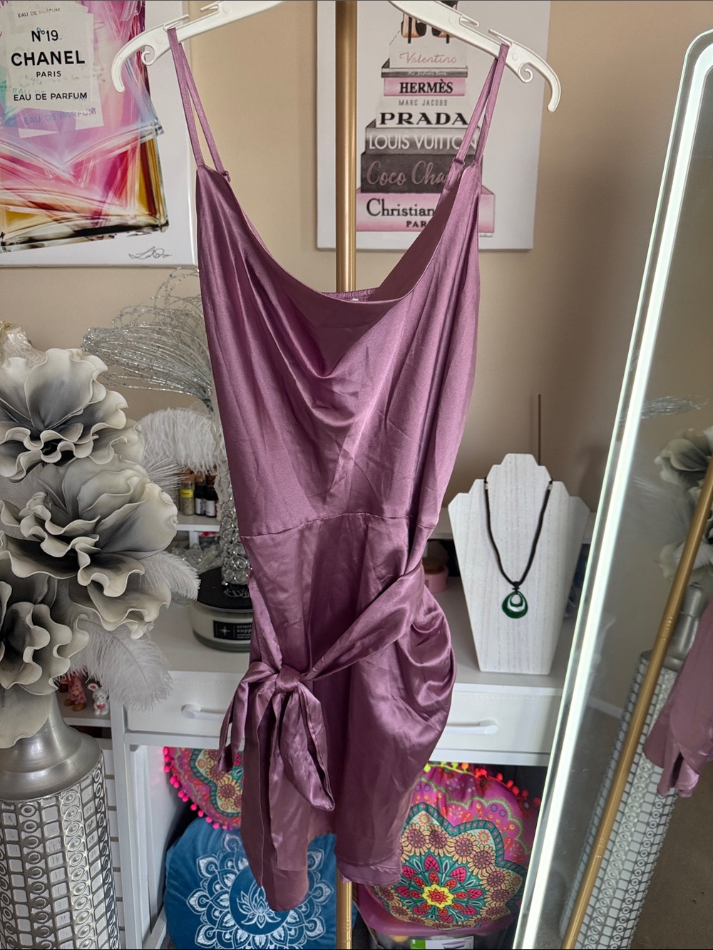 bailey blue Rose Satin Cowl Neck Slip